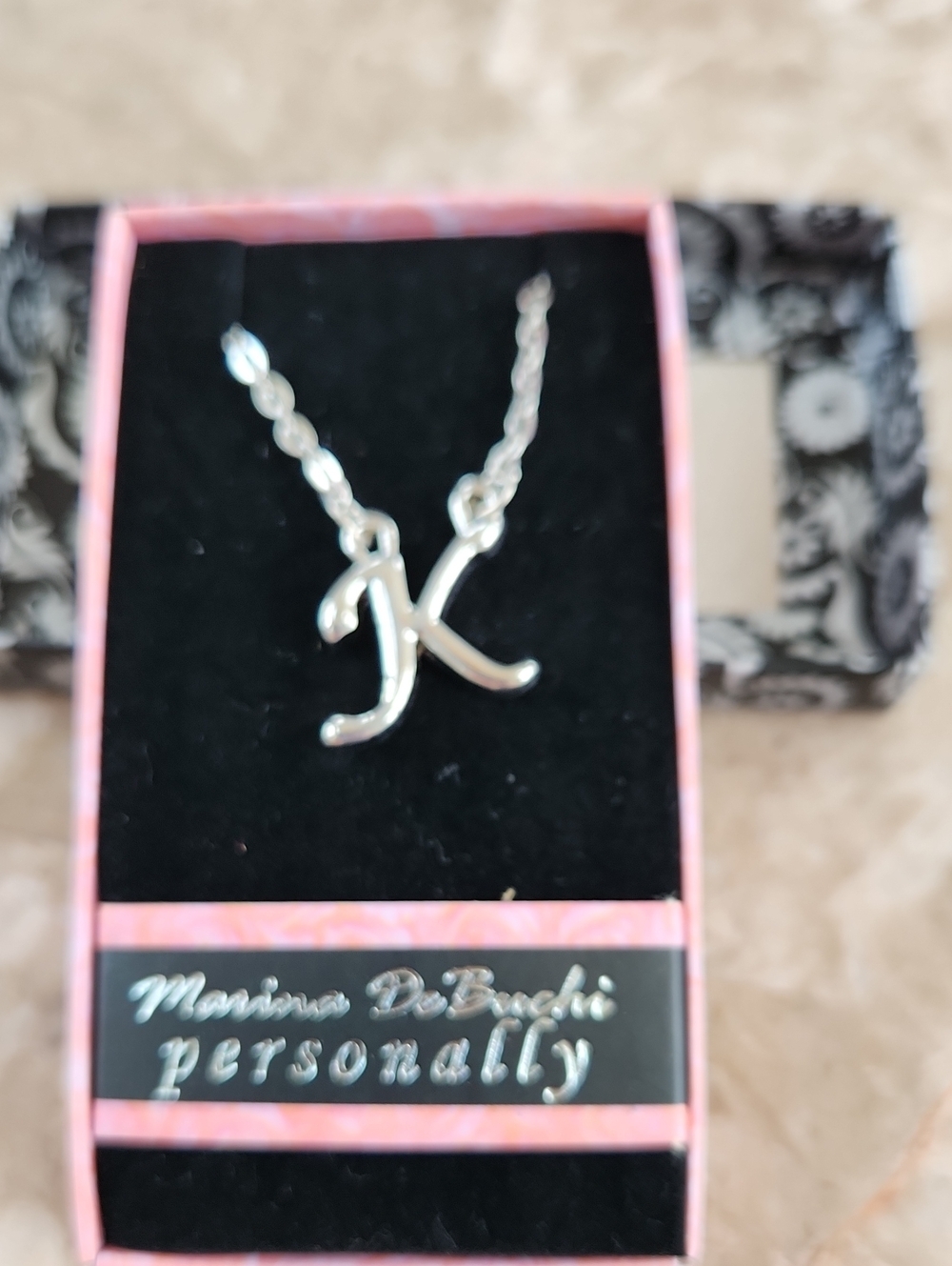 Silver 'K' Necklace, New In Box.